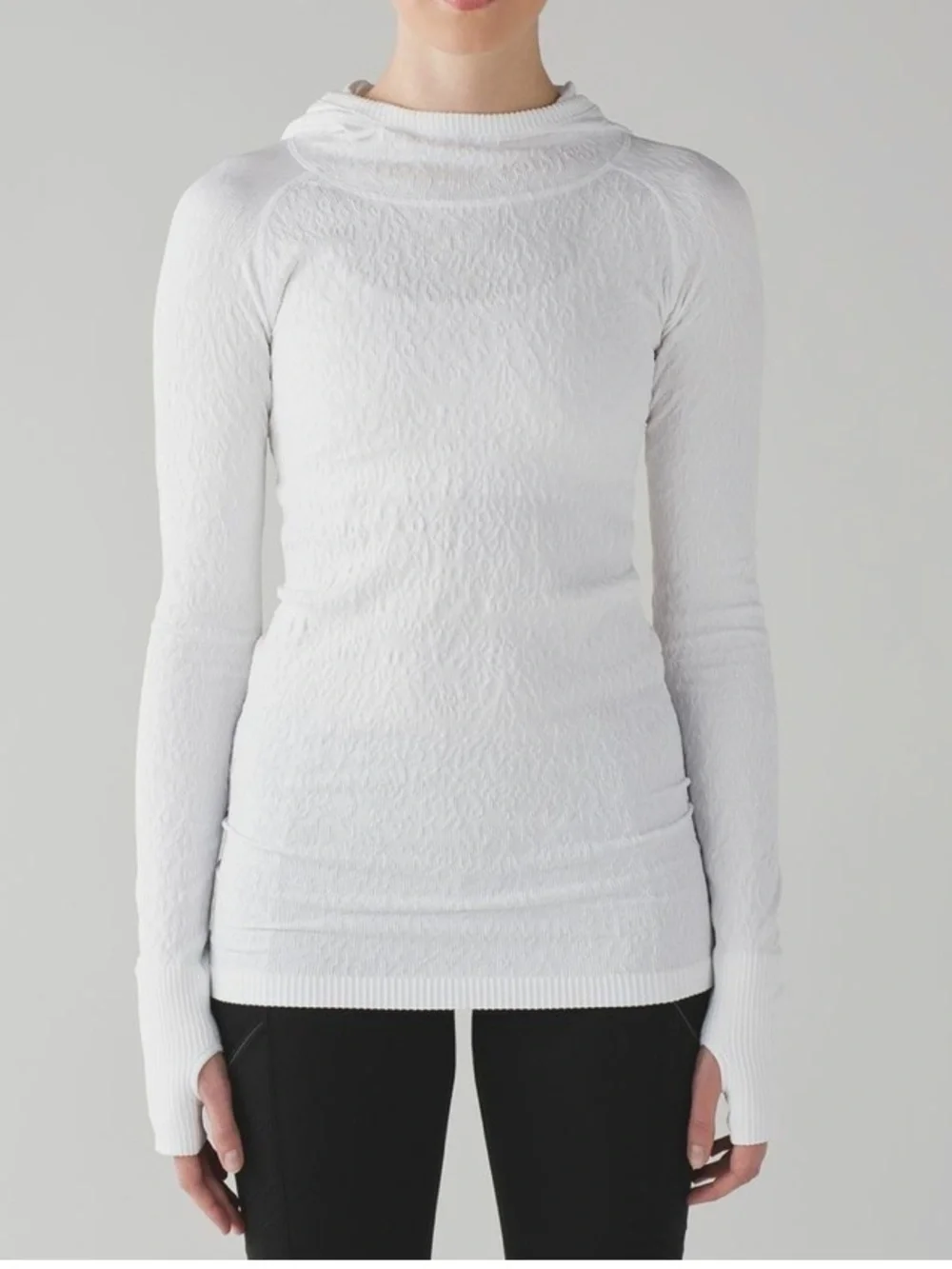 LULULEMON Women's Heathered White Rest Less Hoodie running yoga Size 4
